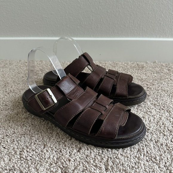 Dr. Martens Dieter Buckled‎ Leather Brown Sandals Men's Size 12 M Slip On RARE